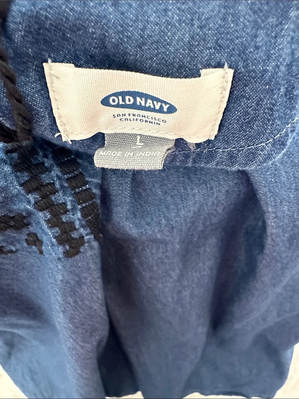 Old Navy Navy Blue Embroidered Dress. Sz. L - Picture 5 of 6